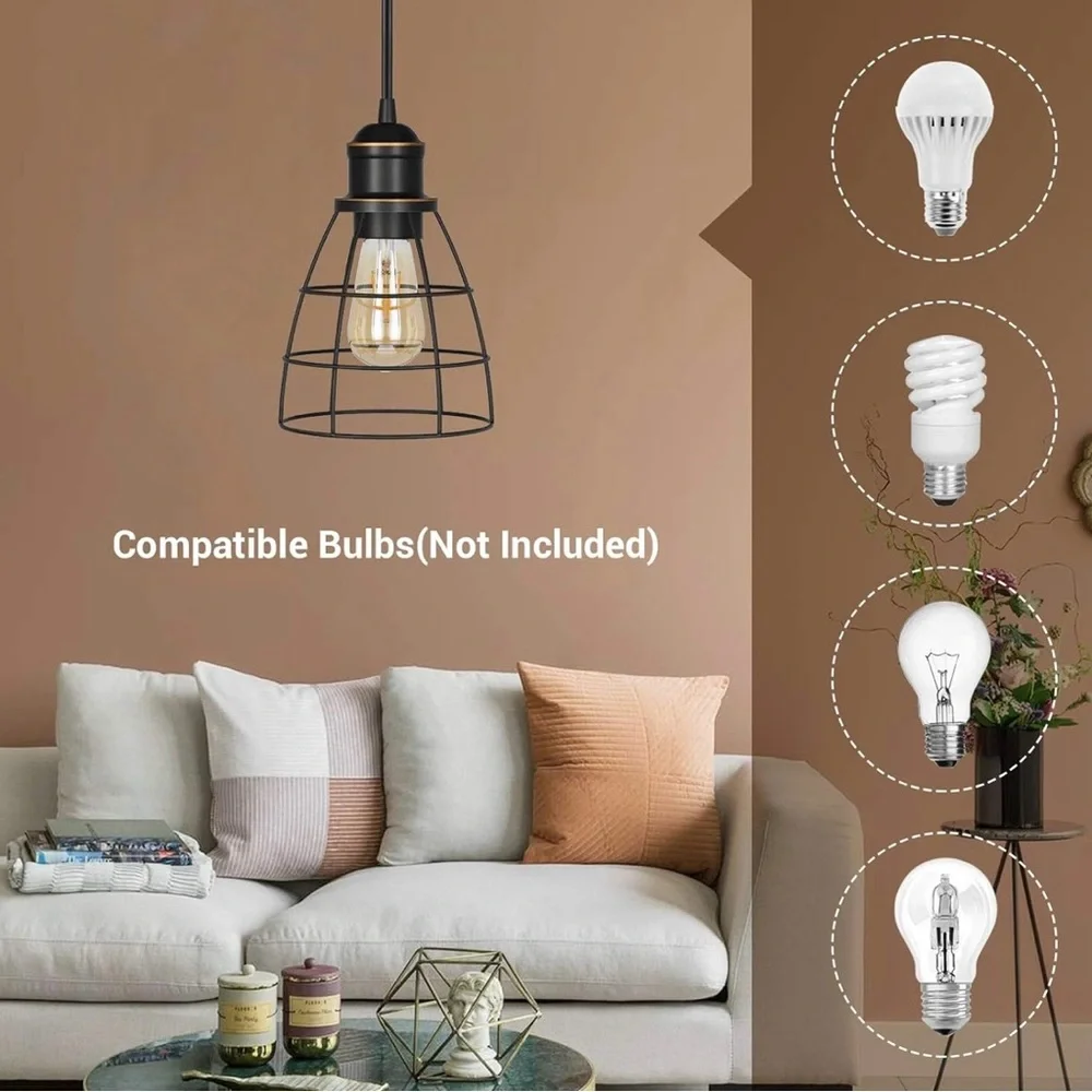 ⭐️ Set of 4 Black Cage Pendant Lights